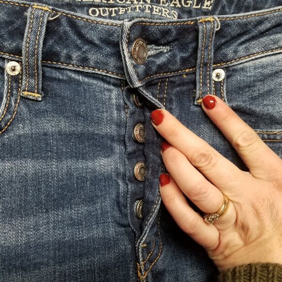 American Eagle Jeans Womans Size 4 Blue Vintage Hi-Rise 5 Button Fly - Picture 2 of 9